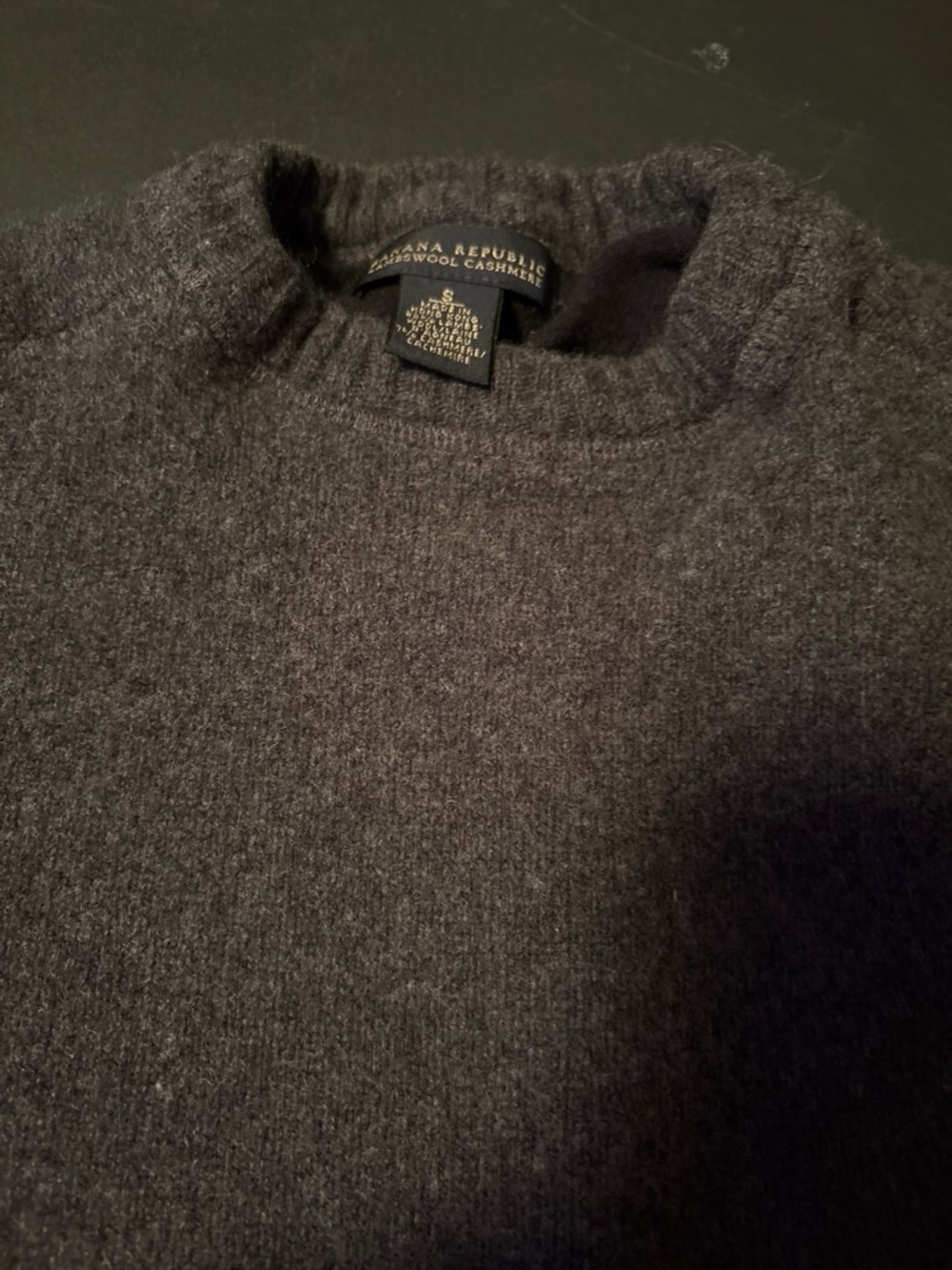 Banana Republic Dark Gray Crewneck Sweater with Black Elbow Patches - Picture 2 of 5